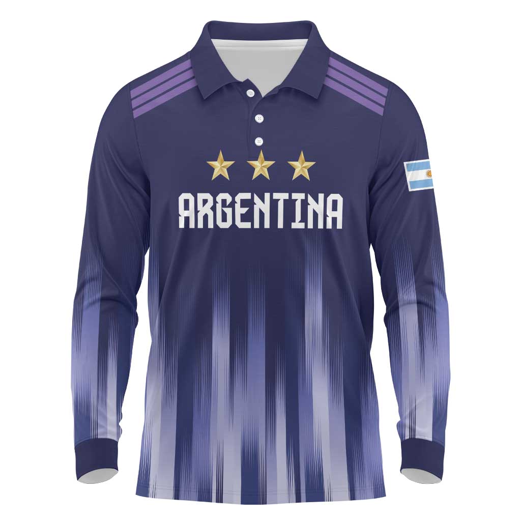Argentina Football Custom Long Sleeve Polo Shirt Vamos La Albiceleste Vintage