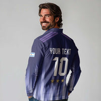 Argentina Football Custom Long Sleeve Polo Shirt Vamos La Albiceleste Vintage