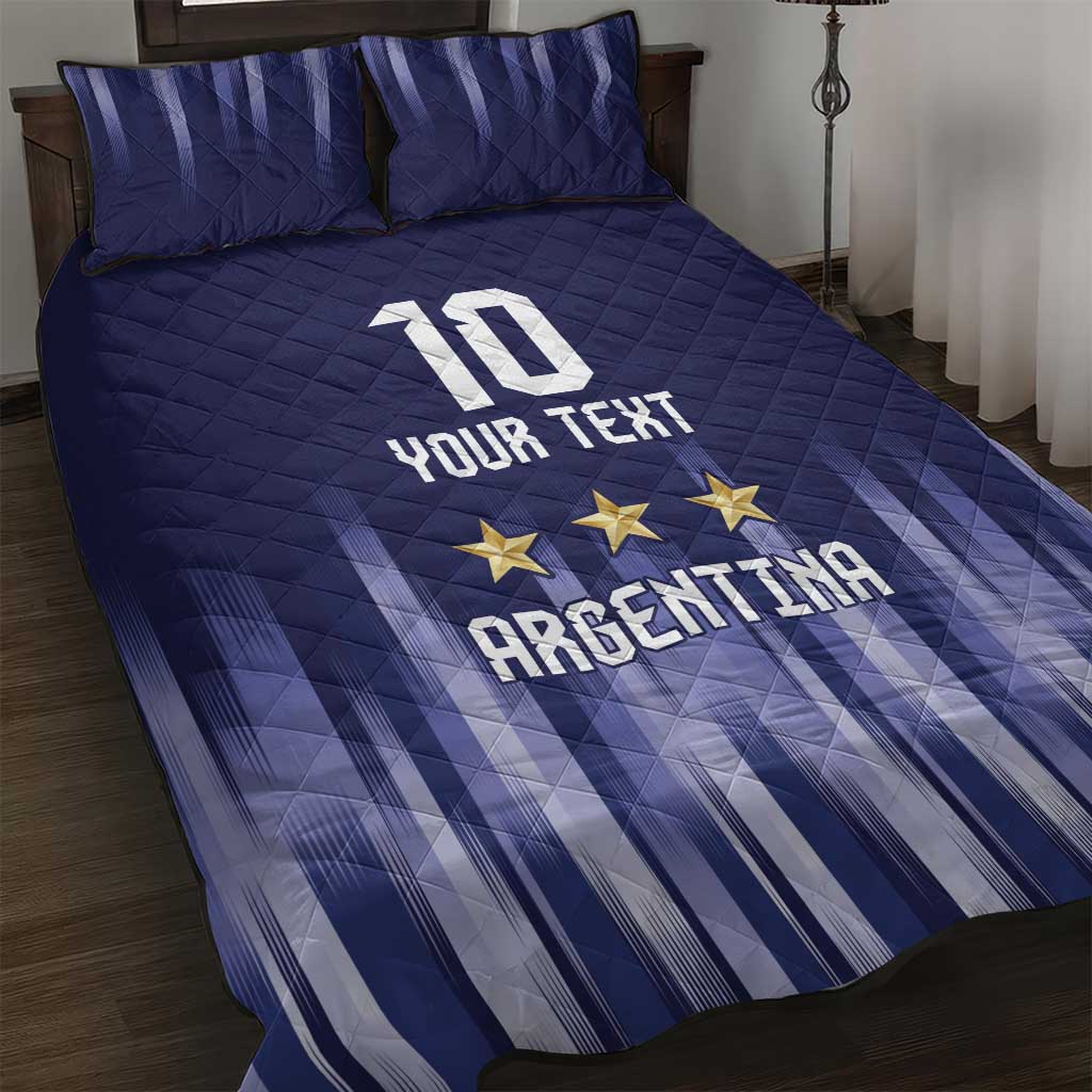 Argentina Football Custom Quilt Bed Set Vamos La Albiceleste Vintage