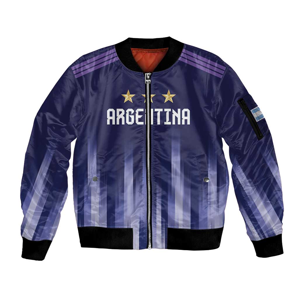 Argentina Football Custom Sleeve Zip Bomber Jacket Vamos La Albiceleste Vintage