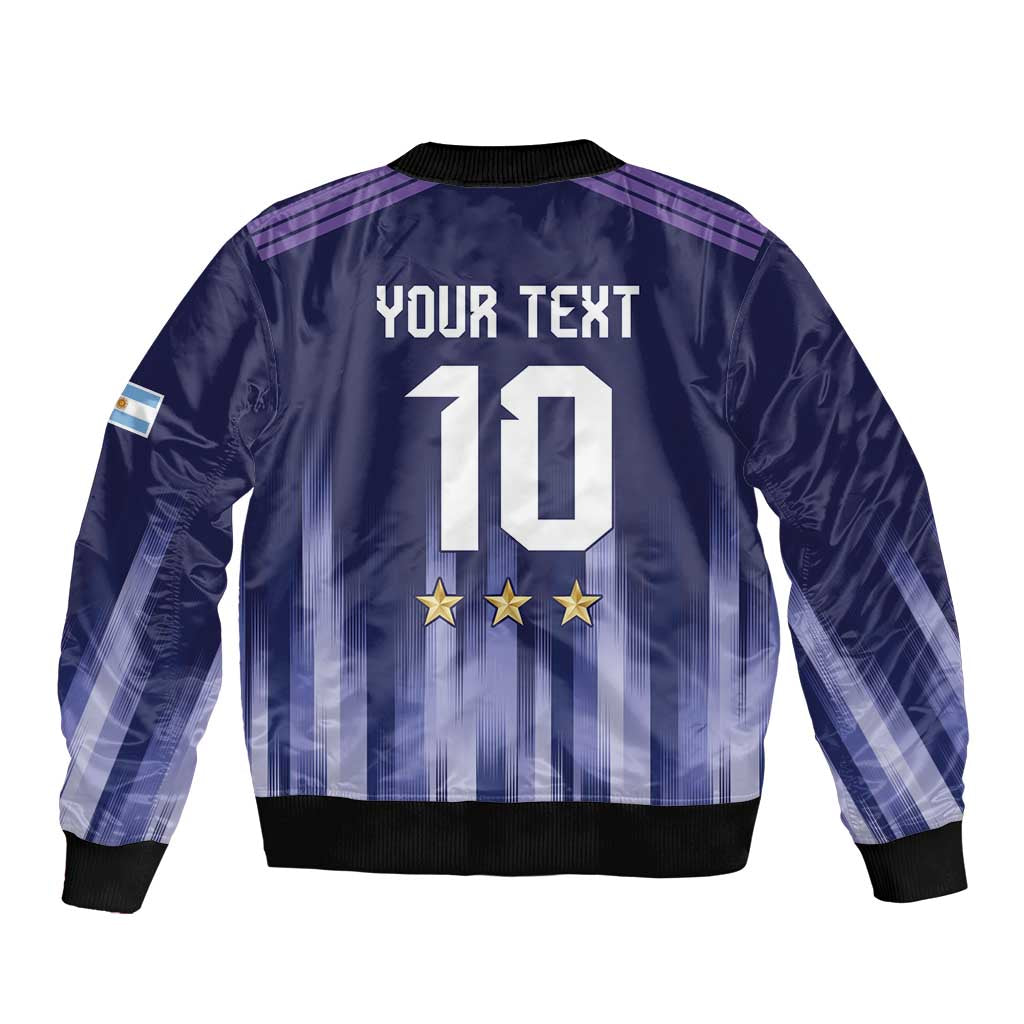 Argentina Football Custom Sleeve Zip Bomber Jacket Vamos La Albiceleste Vintage