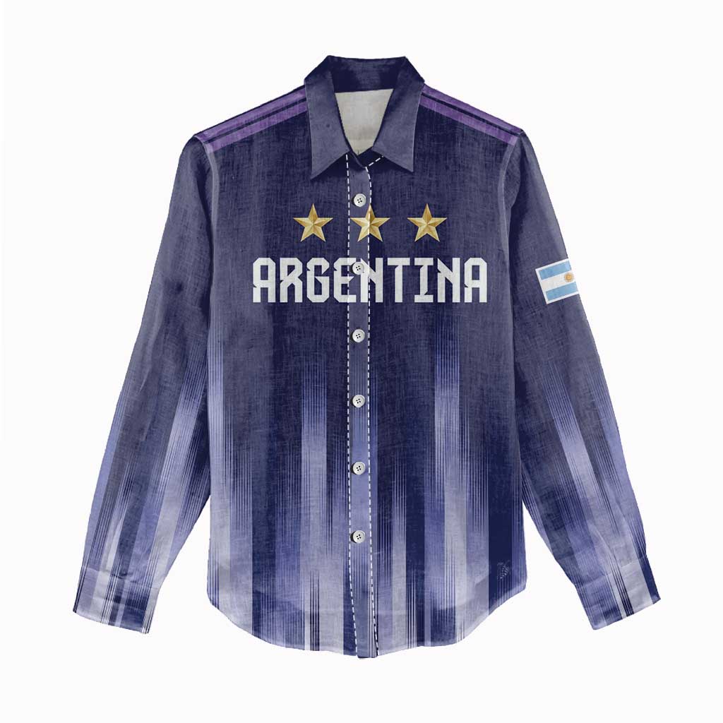 Argentina Football Custom Women Casual Shirt Vamos La Albiceleste Vintage