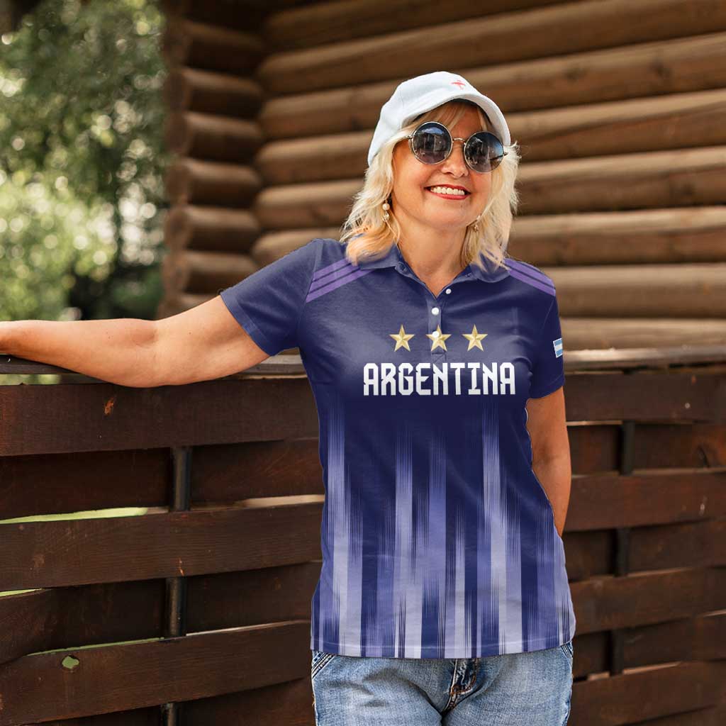 Argentina Football Custom Women Polo Shirt Vamos La Albiceleste Vintage