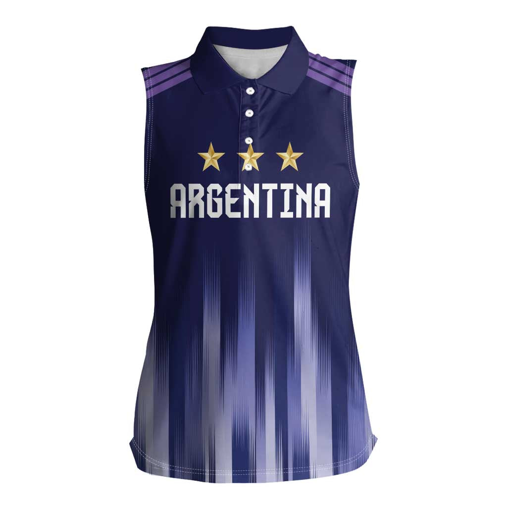 Argentina Football Custom Women Sleeveless Polo Shirt Vamos La Albiceleste Vintage