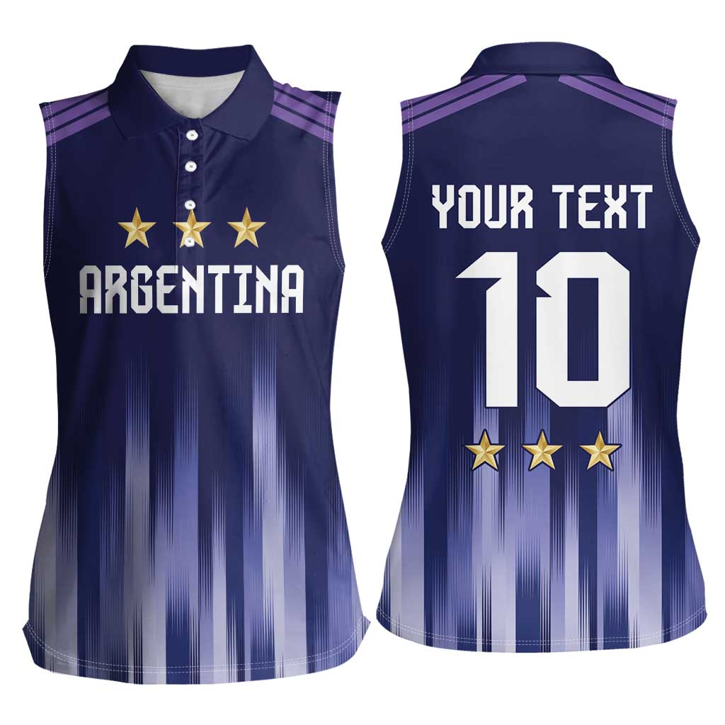 Argentina Football Custom Women Sleeveless Polo Shirt Vamos La Albiceleste Vintage