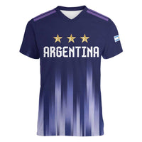 Argentina Football Custom Women V-Neck T-Shirt Vamos La Albiceleste Vintage