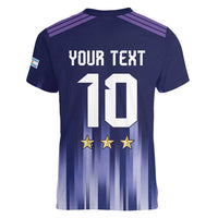 Argentina Football Custom Women V-Neck T-Shirt Vamos La Albiceleste Vintage
