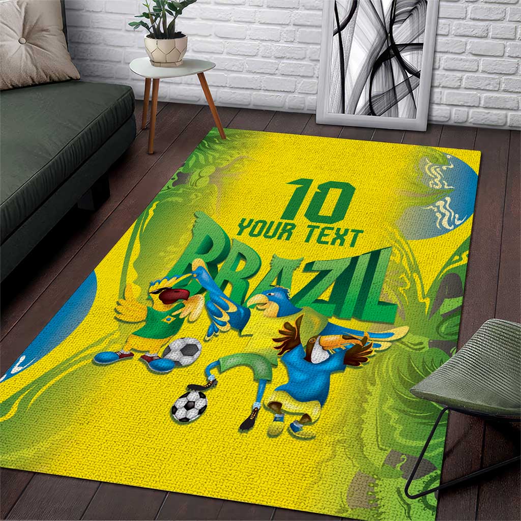Brazil Football Custom Area Rug Brasil Birds Mascot Bora Brasil!