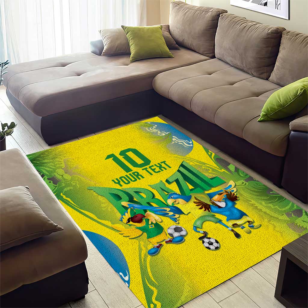 Brazil Football Custom Area Rug Brasil Birds Mascot Bora Brasil!