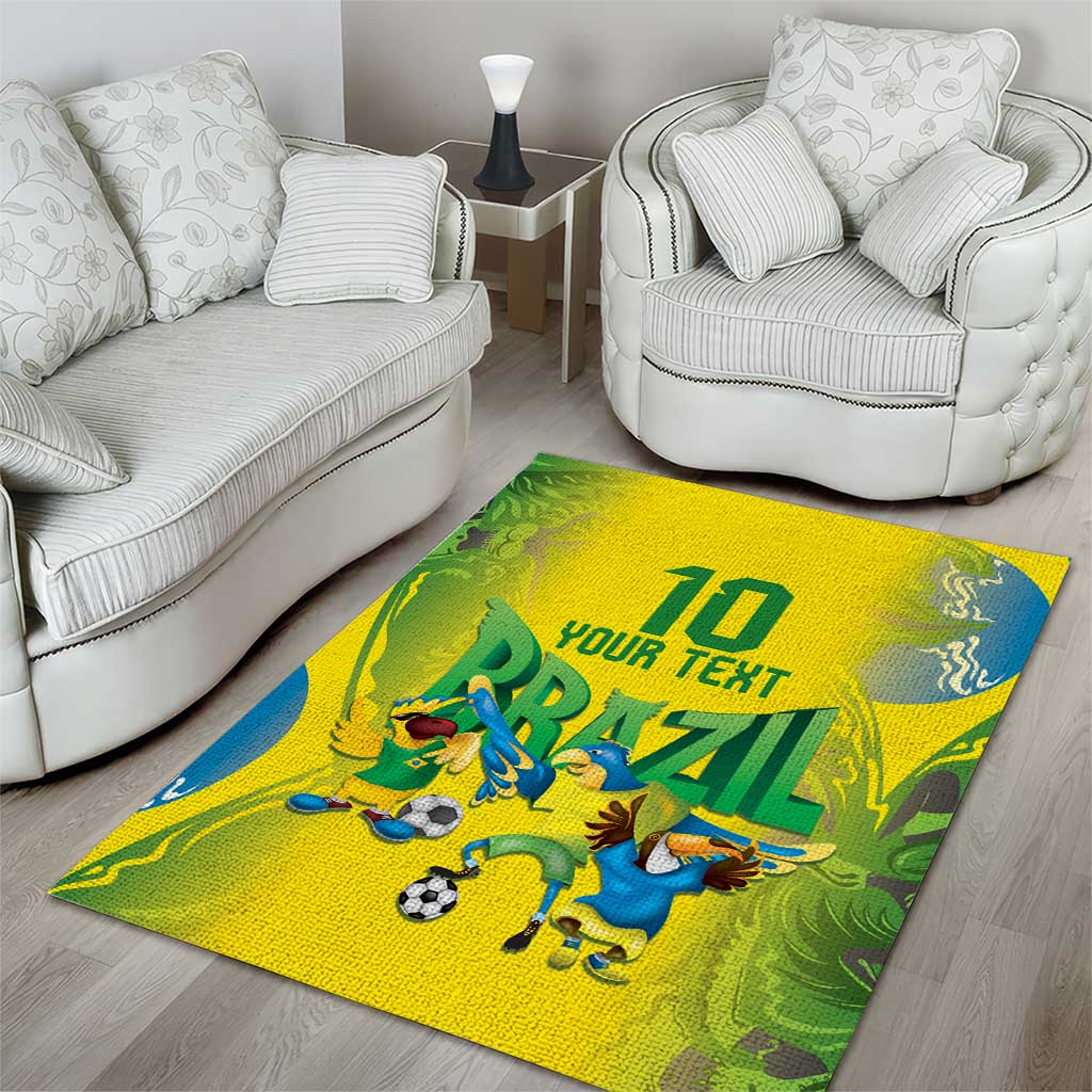 Brazil Football Custom Area Rug Brasil Birds Mascot Bora Brasil!