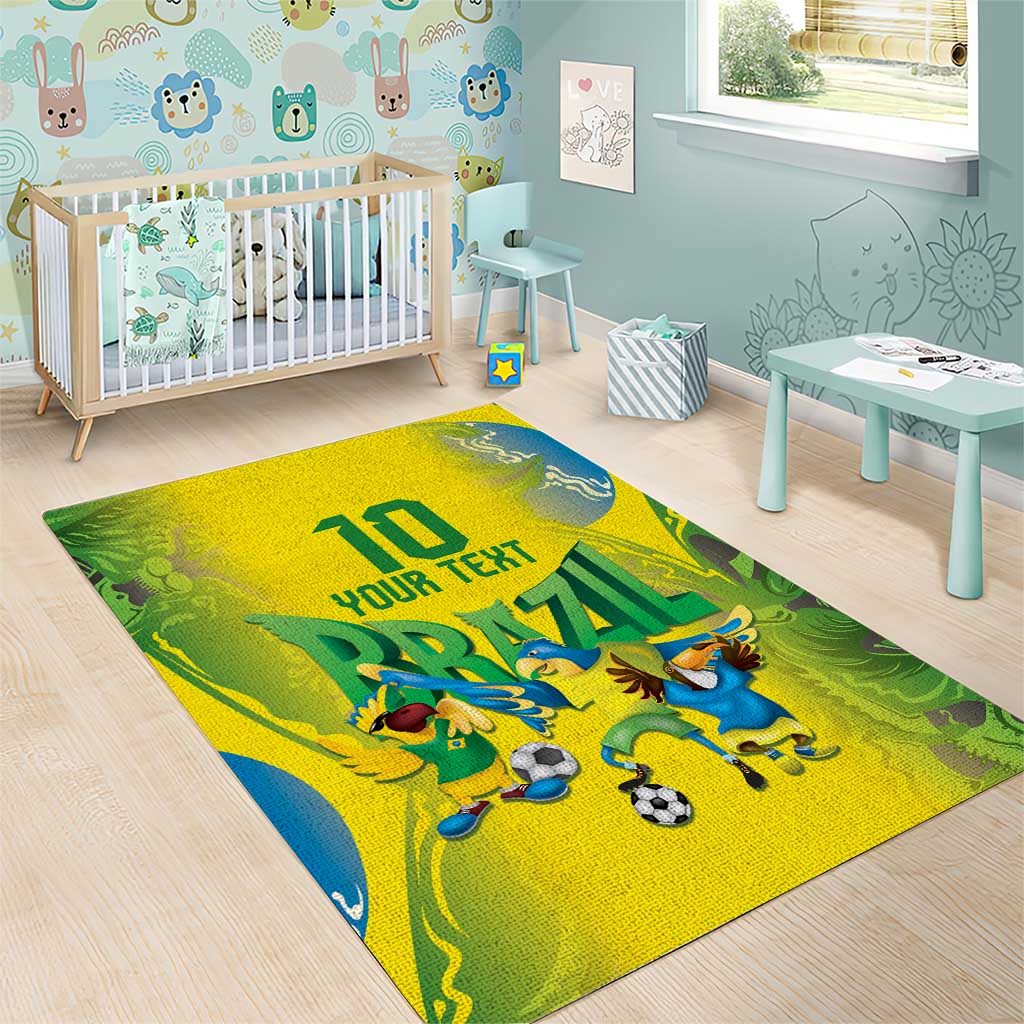 Brazil Football Custom Area Rug Brasil Birds Mascot Bora Brasil!