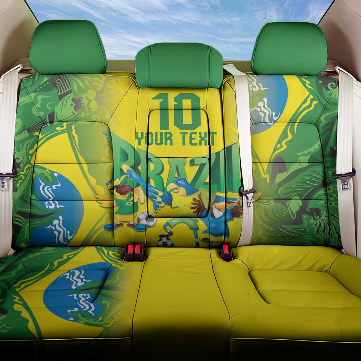 Brazil Football Custom Back Car Seat Cover Brasil Birds Mascot Bora Brasil!