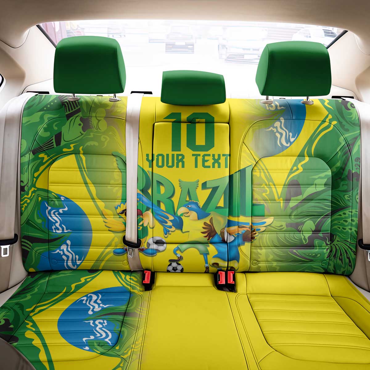 Brazil Football Custom Back Car Seat Cover Brasil Birds Mascot Bora Brasil!