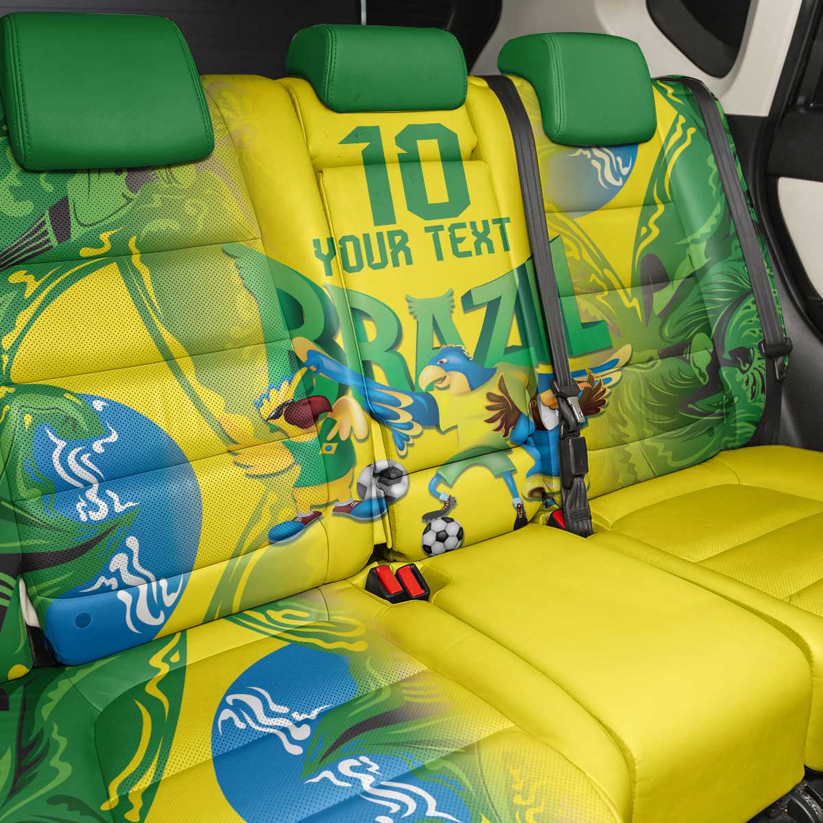 Brazil Football Custom Back Car Seat Cover Brasil Birds Mascot Bora Brasil!