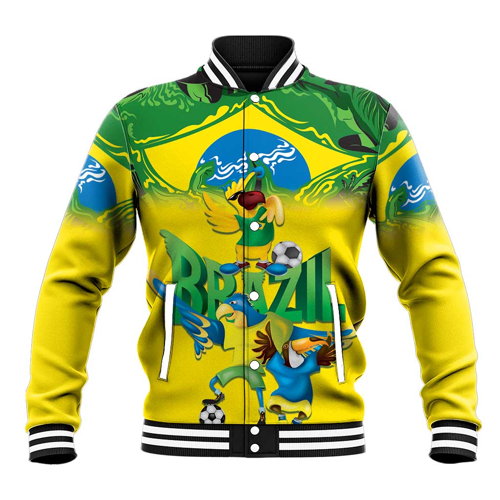 Brazil Football Custom Baseball Jacket Brasil Birds Mascot Bora Brasil!