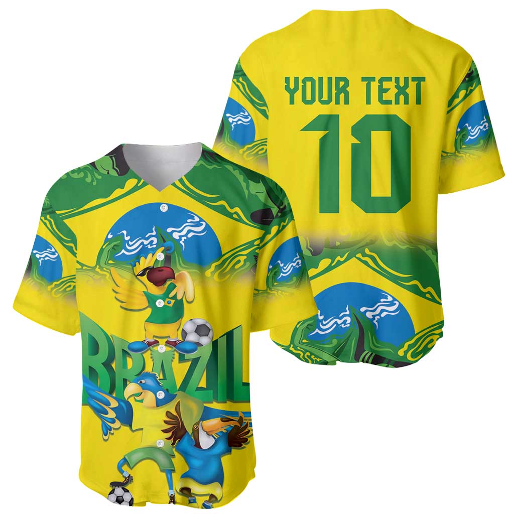 Brazil Football Custom Baseball Jersey Brasil Birds Mascot Bora Brasil!