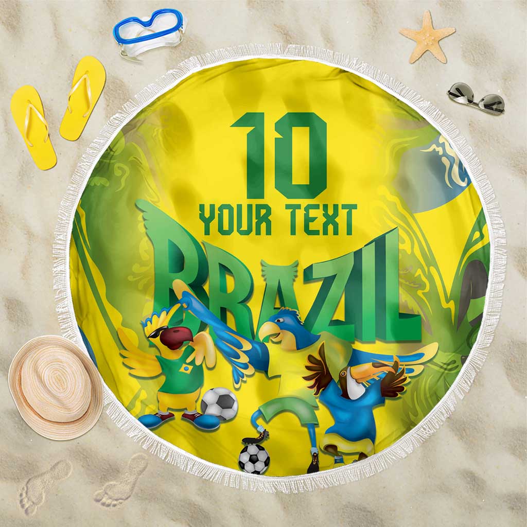 Brazil Football Custom Beach Blanket Brasil Birds Mascot Bora Brasil!