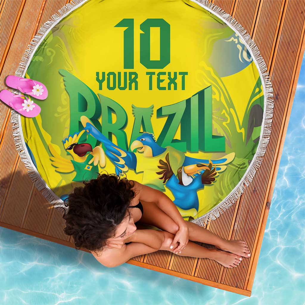 Brazil Football Custom Beach Blanket Brasil Birds Mascot Bora Brasil!