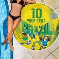 Brazil Football Custom Beach Blanket Brasil Birds Mascot Bora Brasil!