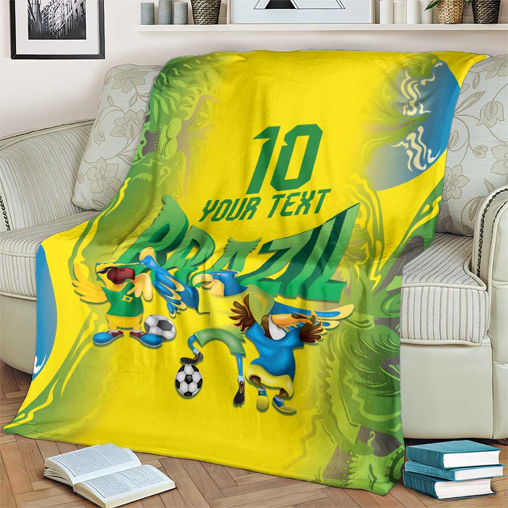 Brazil Football Custom Blanket Brasil Birds Mascot Bora Brasil!