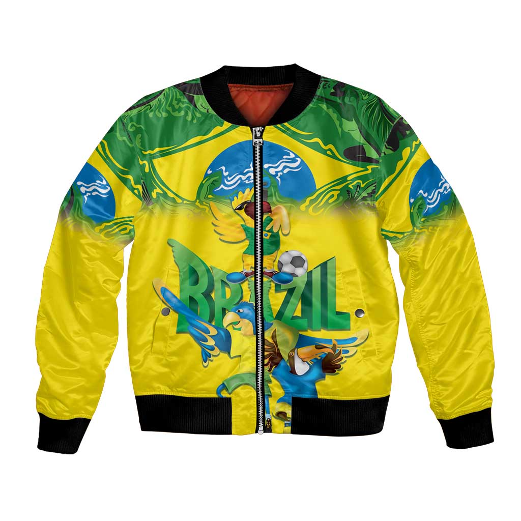 Brazil Football Custom Bomber Jacket Brasil Birds Mascot Bora Brasil!