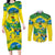 Brazil Football Custom Couples Matching Long Sleeve Bodycon Dress and Long Sleeve Button Shirt Brasil Birds Mascot Bora Brasil!
