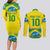 Brazil Football Custom Couples Matching Long Sleeve Bodycon Dress and Long Sleeve Button Shirt Brasil Birds Mascot Bora Brasil!