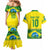 Brazil Football Custom Couples Matching Mermaid Dress and Hawaiian Shirt Brasil Birds Mascot Bora Brasil!