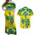 Brazil Football Custom Couples Matching Off Shoulder Maxi Dress and Hawaiian Shirt Brasil Birds Mascot Bora Brasil!