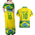 Brazil Football Custom Couples Matching Off Shoulder Maxi Dress and Hawaiian Shirt Brasil Birds Mascot Bora Brasil!