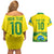 Brazil Football Custom Couples Matching Off Shoulder Short Dress and Hawaiian Shirt Brasil Birds Mascot Bora Brasil!