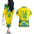 Brazil Football Custom Couples Matching Off The Shoulder Long Sleeve Dress and Hawaiian Shirt Brasil Birds Mascot Bora Brasil!