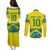 Brazil Football Custom Couples Matching Puletasi and Long Sleeve Button Shirt Brasil Birds Mascot Bora Brasil!