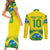 Brazil Football Custom Couples Matching Short Sleeve Bodycon Dress and Long Sleeve Button Shirt Brasil Birds Mascot Bora Brasil!