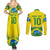Brazil Football Custom Couples Matching Summer Maxi Dress and Long Sleeve Button Shirt Brasil Birds Mascot Bora Brasil!