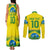 Brazil Football Custom Couples Matching Tank Maxi Dress and Long Sleeve Button Shirt Brasil Birds Mascot Bora Brasil!