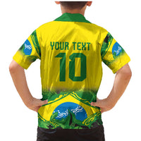 Brazil Football Custom Family Matching Mermaid Dress and Hawaiian Shirt Brasil Birds Mascot Bora Brasil!