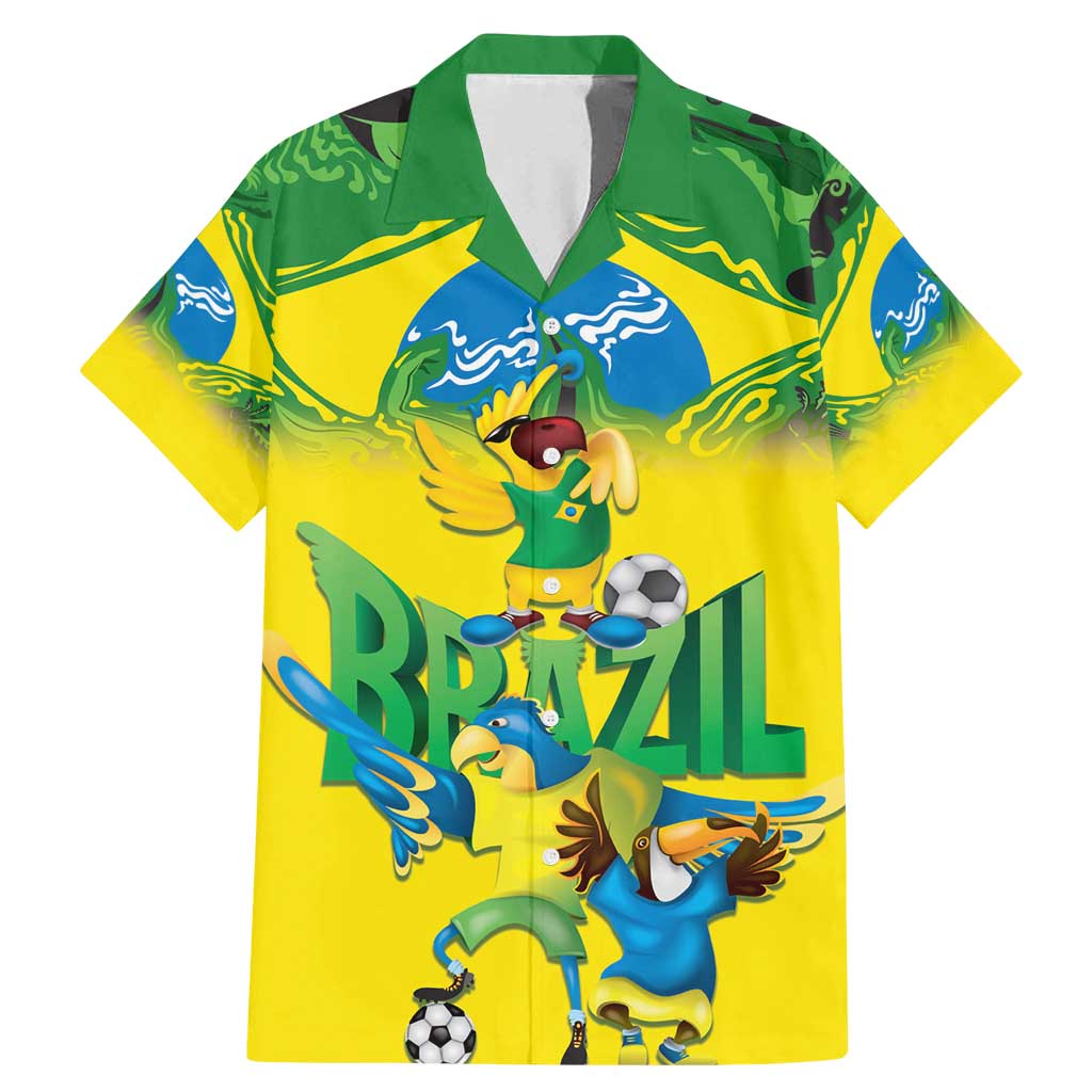 Brazil Football Custom Family Matching Mermaid Dress and Hawaiian Shirt Brasil Birds Mascot Bora Brasil!