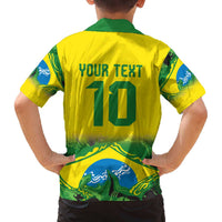 Brazil Football Custom Family Matching Off The Shoulder Long Sleeve Dress and Hawaiian Shirt Brasil Birds Mascot Bora Brasil!