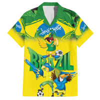 Brazil Football Custom Family Matching Off The Shoulder Long Sleeve Dress and Hawaiian Shirt Brasil Birds Mascot Bora Brasil!