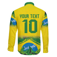 Brazil Football Custom Family Matching Off The Shoulder Long Sleeve Dress and Hawaiian Shirt Brasil Birds Mascot Bora Brasil!