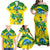 Brazil Football Custom Family Matching Off Shoulder Maxi Dress and Hawaiian Shirt Brasil Birds Mascot Bora Brasil!