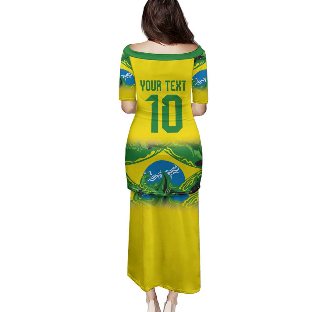 Brazil Football Custom Family Matching Puletasi and Hawaiian Shirt Brasil Birds Mascot Bora Brasil!
