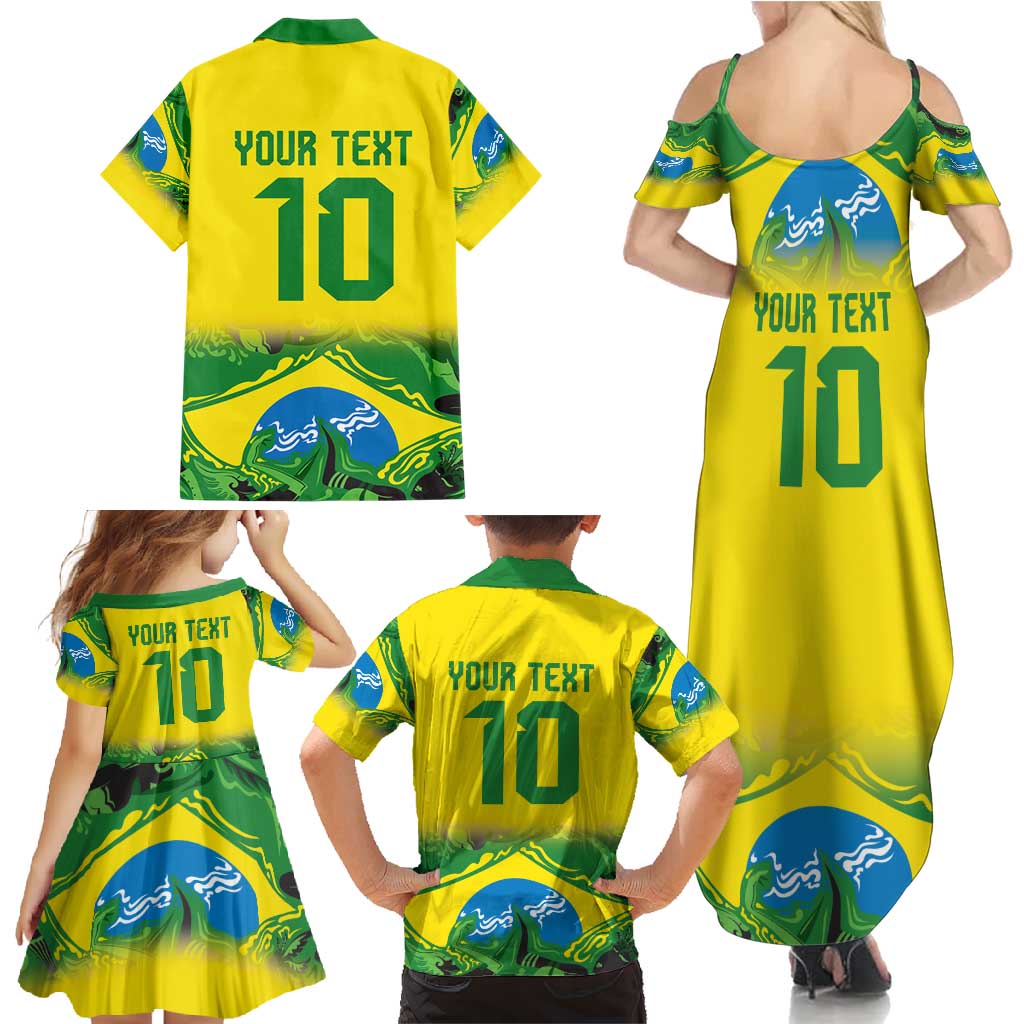 Brazil Football Custom Family Matching Summer Maxi Dress and Hawaiian Shirt Brasil Birds Mascot Bora Brasil!