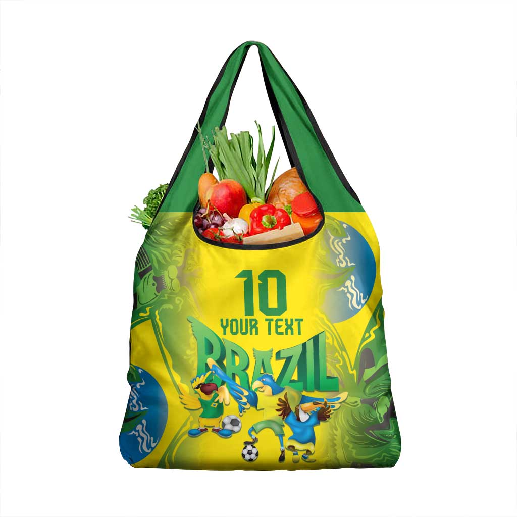 Brazil Football Custom Grocery Bag Brasil Birds Mascot Bora Brasil!