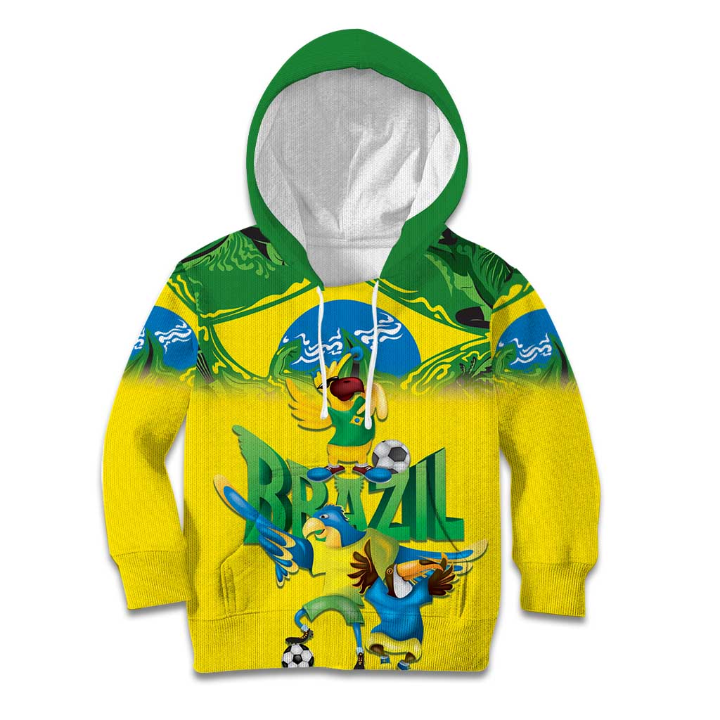 Brazil Football Custom Kid Hoodie Brasil Birds Mascot Bora Brasil!