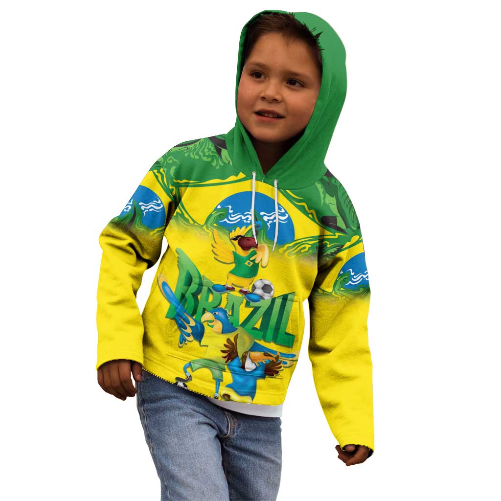 Brazil Football Custom Kid Hoodie Brasil Birds Mascot Bora Brasil!