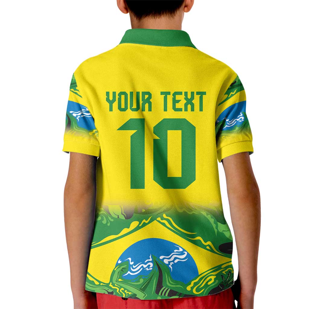 Brazil Football Custom Kid Polo Shirt Brasil Birds Mascot Bora Brasil!