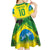 Brazil Football Custom Kid Short Sleeve Dress Brasil Birds Mascot Bora Brasil!