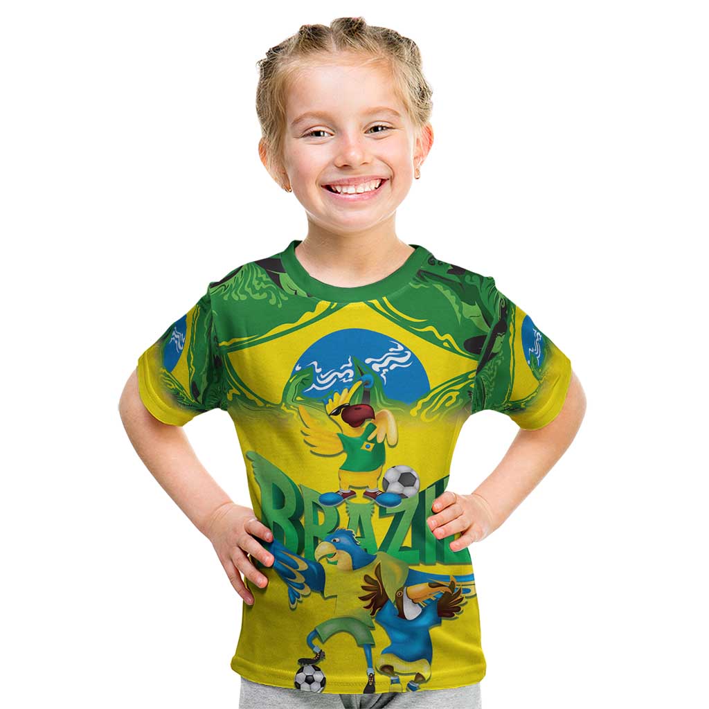 Brazil Football Custom Kid T Shirt Brasil Birds Mascot Bora Brasil!